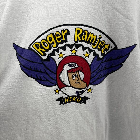 Vintage Rodger Ramjet Hero Single Stitch Fruit of the Loom Shirt Size XL - Picture 1 of 5